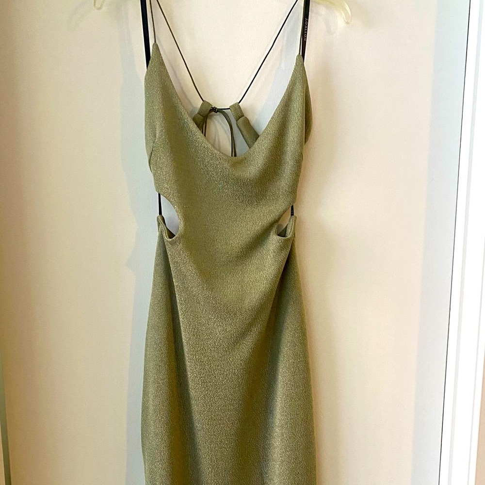 Sexy celery green long evening dress. Great for prom or formal!